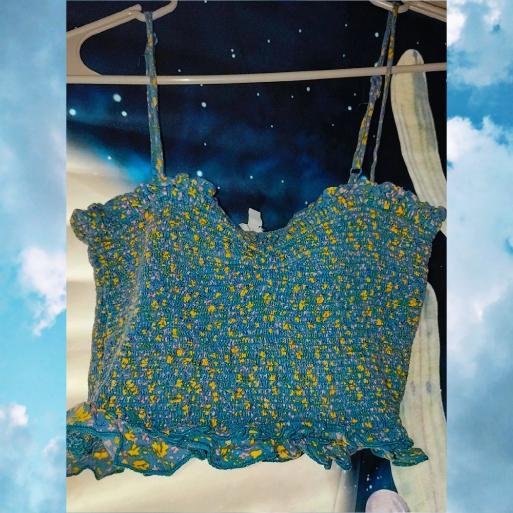 Floral Smocked Blue/ Yellow Multicolor C